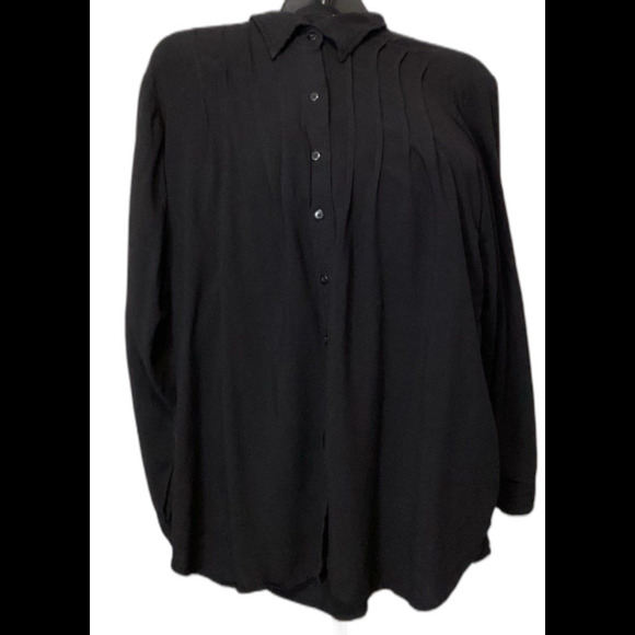 Collections ETC Blouse Top Women's Color Black Size XXL 100% Rayon Long Sleeve - Picture 1 of 6